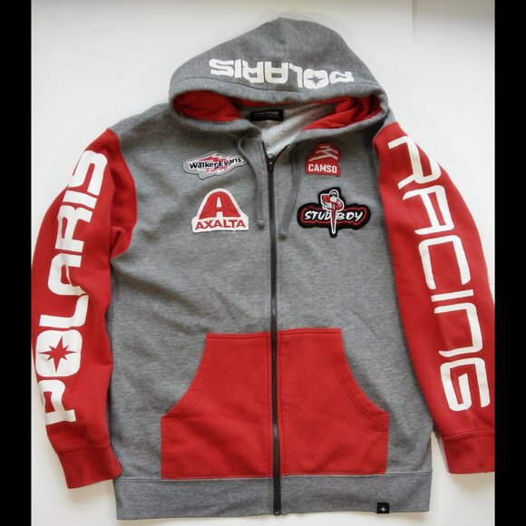 Polaris Mens Full Zip Racing Hoodie w/Logo Sponsor Branding Patches - Medium - Picture 1 of 11